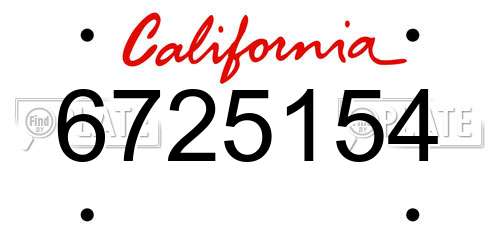 6725154 California License Plate