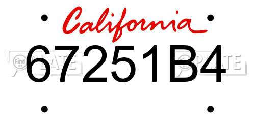 67251B4 California License Plate