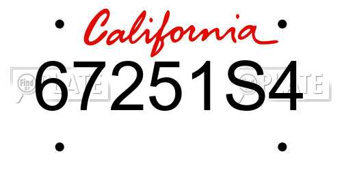 67251S4 California License Plate