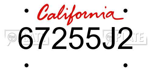 67255J2 California License Plate
