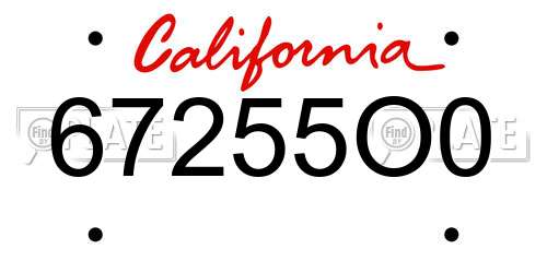 67255O0 California License Plate