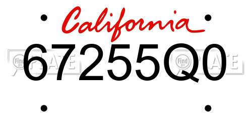 67255Q0 California License Plate