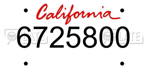 6725800 California License Plate