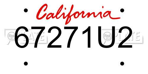 67271U2 California License Plate
