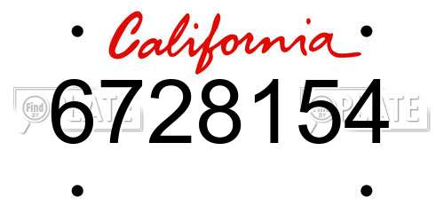 6728154 California License Plate
