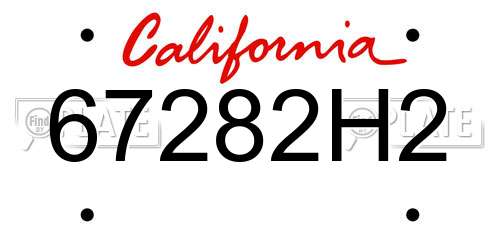 67282H2 California License Plate