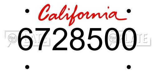 6728500 California License Plate
