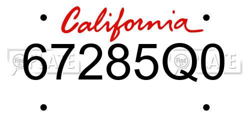 67285Q0 California License Plate