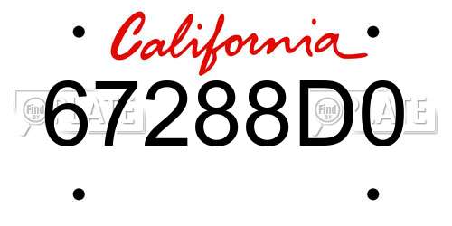 67288D0 California License Plate