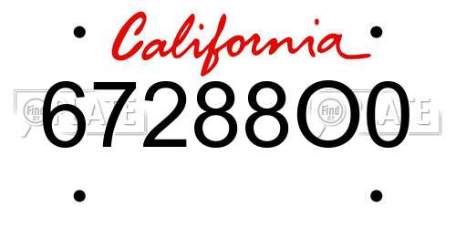 67288O0 California License Plate