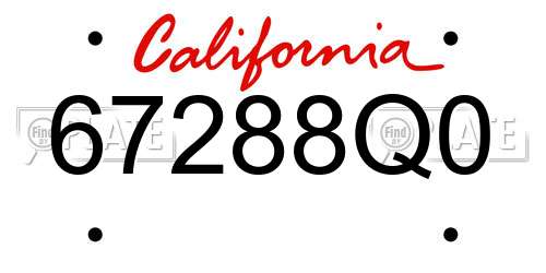 67288Q0 California License Plate