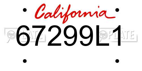 67299L1 California License Plate