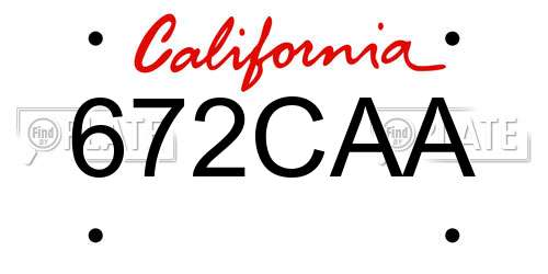 672CAA California License Plate