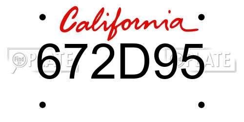 672D95 California License Plate