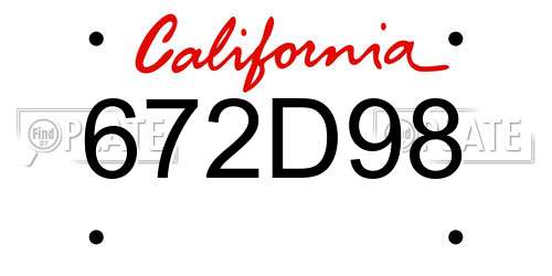 672D98 California License Plate