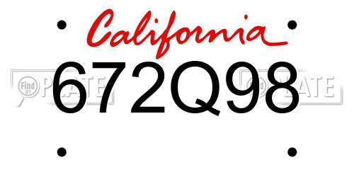 672Q98 California License Plate