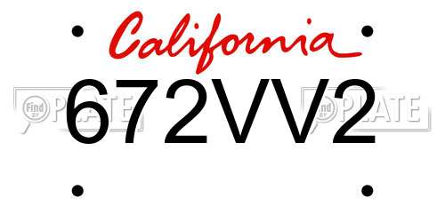 672VV2 California License Plate