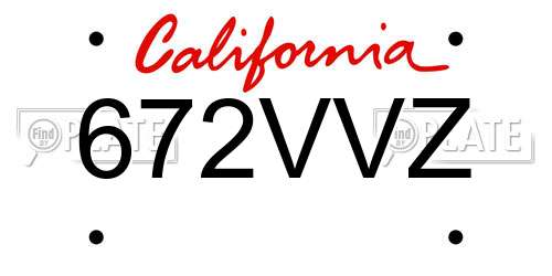 672VVZ California License Plate