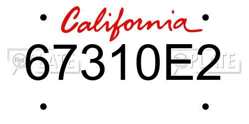 67310E2 California License Plate