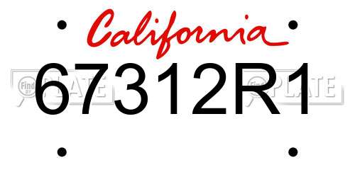 67312R1 California License Plate