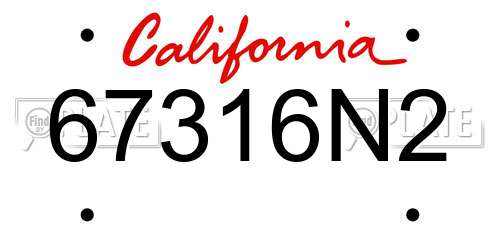 67316N2 California License Plate