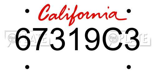 67319C3 California License Plate