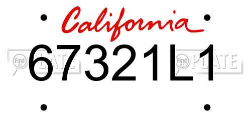 67321L1 California License Plate