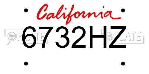 6732HZ California License Plate