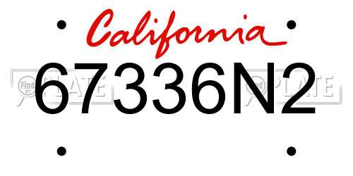 67336N2 California License Plate