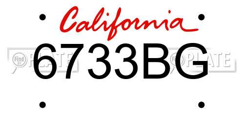 6733BG California License Plate