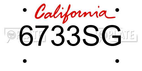 6733SG California License Plate