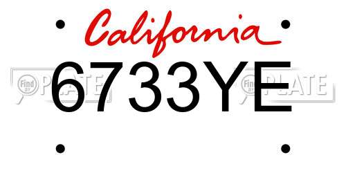 6733YE California License Plate