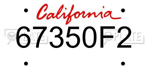 67350F2 California License Plate