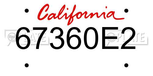 67360E2 California License Plate