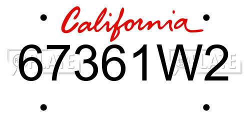 67361W2 California License Plate