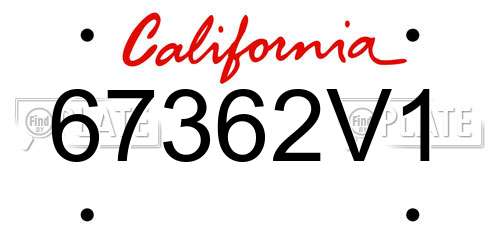 67362V1 California License Plate