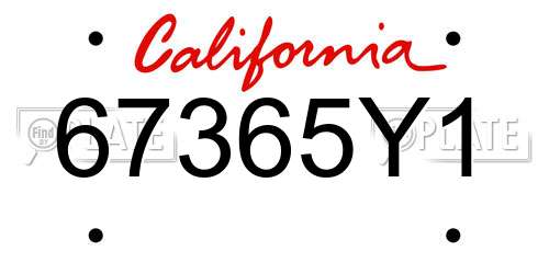 67365Y1 California License Plate