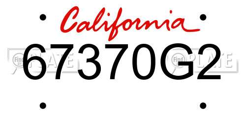 67370G2 California License Plate