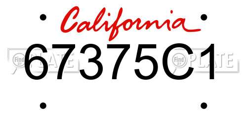 67375C1 California License Plate