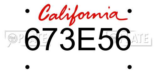 673E56 California License Plate