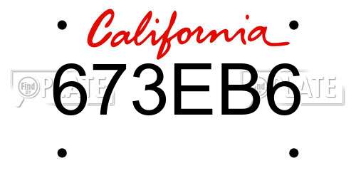 673EB6 California License Plate