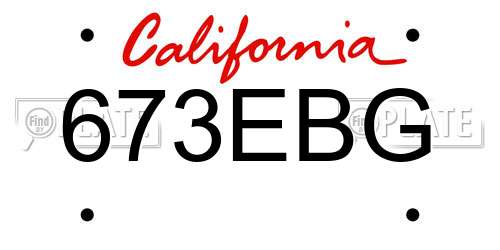 673EBG California License Plate