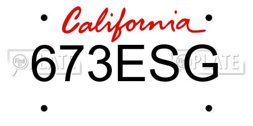 673ESG California License Plate