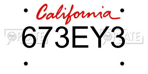 673EY3 California License Plate