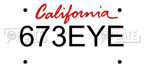 673EYE California License Plate