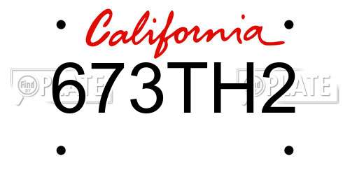 673TH2 California License Plate