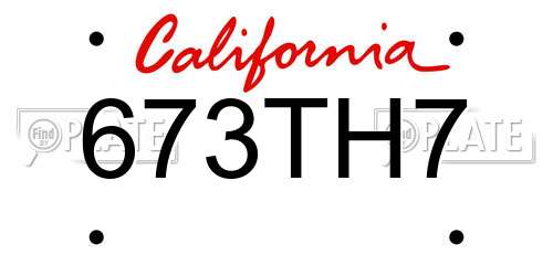 673TH7 California License Plate