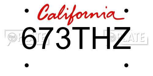 673THZ California License Plate