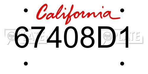 67408D1 California License Plate