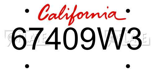 67409W3 California License Plate